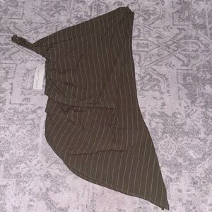 Striped Brown Asymmetrical Top